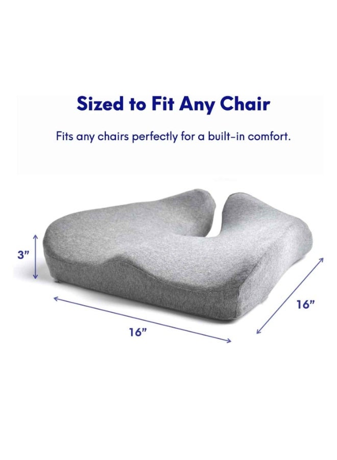 Pressure Relief Seat,for Long Sitting Hours on Office/Home Chair, Car, Wheelchair,Extra-Dense Memory Foam for Hip, Tailbone, Coccyx, Sciatica,Light Grey - Image 2