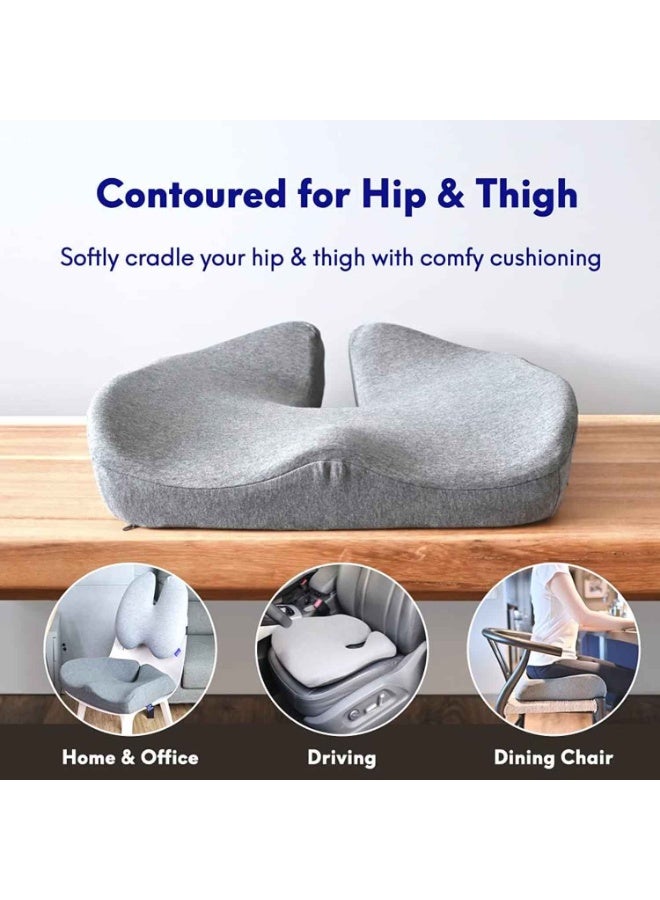 Pressure Relief Seat,for Long Sitting Hours on Office/Home Chair, Car, Wheelchair,Extra-Dense Memory Foam for Hip, Tailbone, Coccyx, Sciatica,Light Grey - Image 4