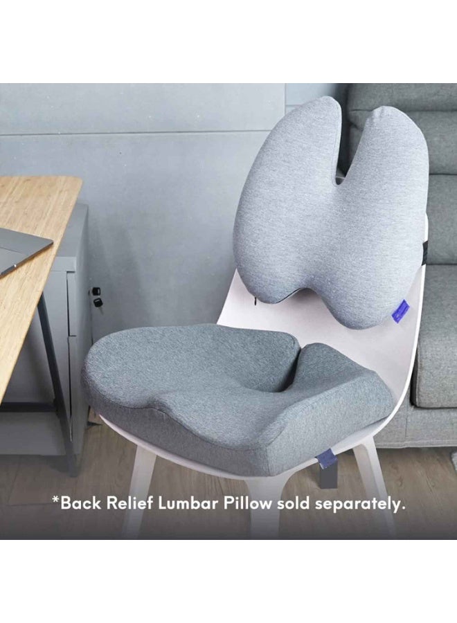 Pressure Relief Seat,for Long Sitting Hours on Office/Home Chair, Car, Wheelchair,Extra-Dense Memory Foam for Hip, Tailbone, Coccyx, Sciatica,Light Grey - Image 5