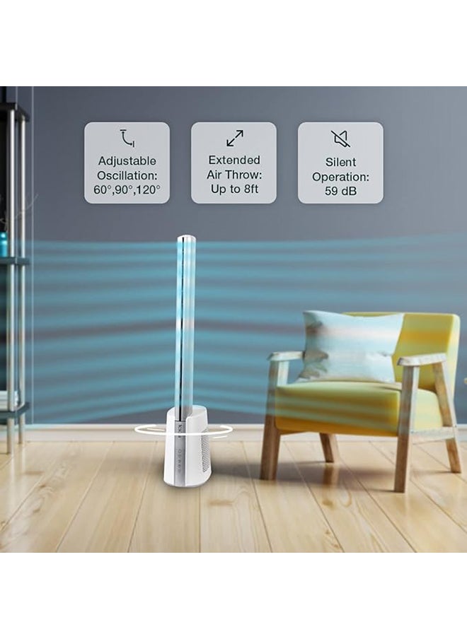 Aero Stream tower fan 40"(White) |Digital touch and remote control | 120° oscillation | 12 speed settings | 12 hour timer |Aero Stream