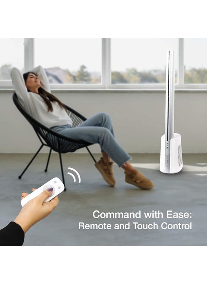 Aero Stream tower fan 40"(White) |Digital touch and remote control | 120° oscillation | 12 speed settings | 12 hour timer |Aero Stream