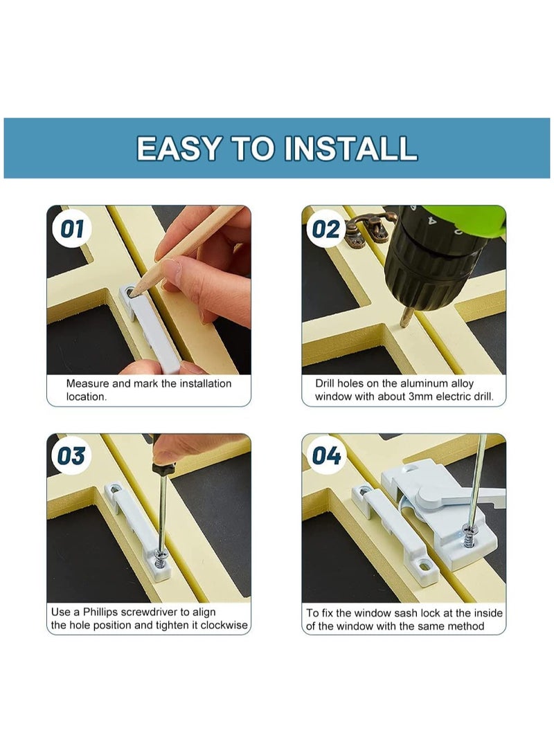 SYOSI Sliding Window Locks, Double Hung Latch WhiteCam Sash Locks Vinyl Window Lock Sash Lock Keeper Replacement Window Locks for Vertical and Horizontal Sliding Windows Window Sash Security - Image 3