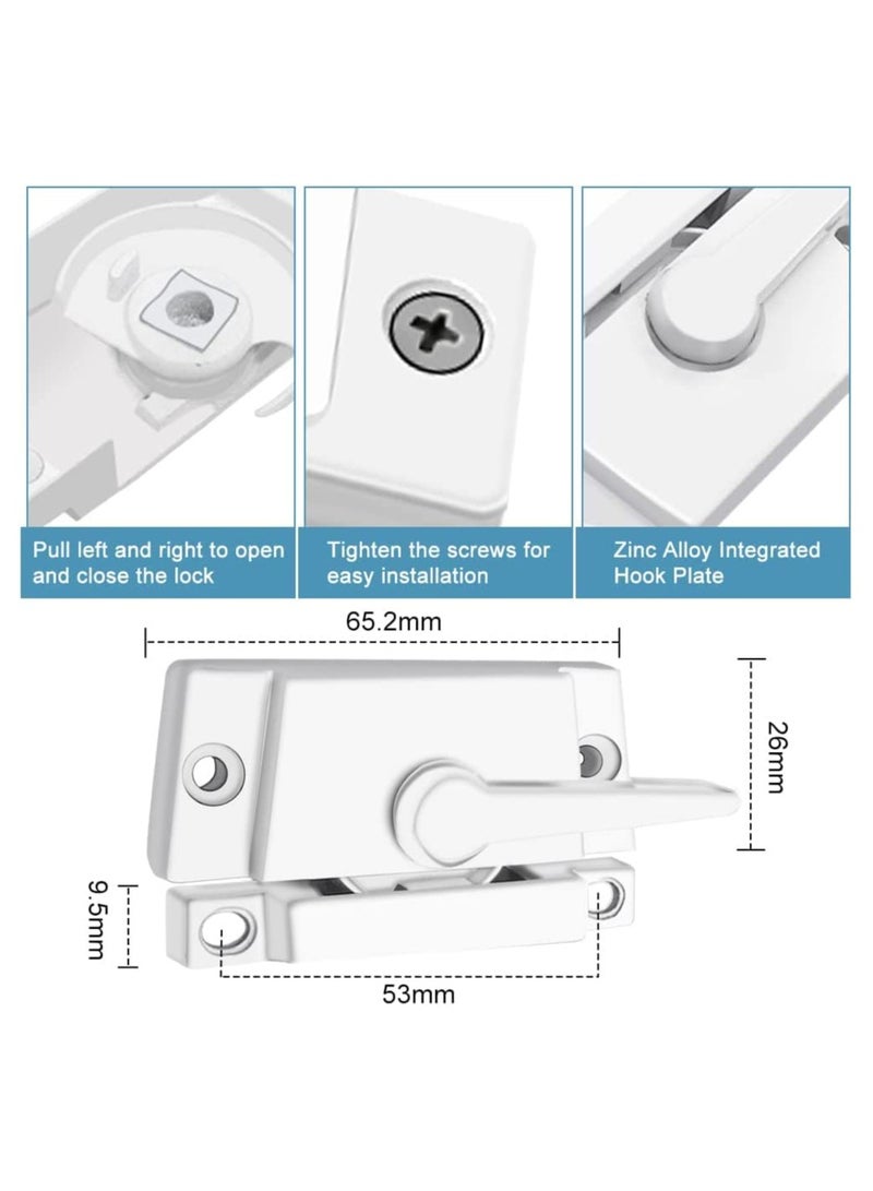 SYOSI Sliding Window Locks, Double Hung Latch WhiteCam Sash Locks Vinyl Window Lock Sash Lock Keeper Replacement Window Locks for Vertical and Horizontal Sliding Windows Window Sash Security - Image 5