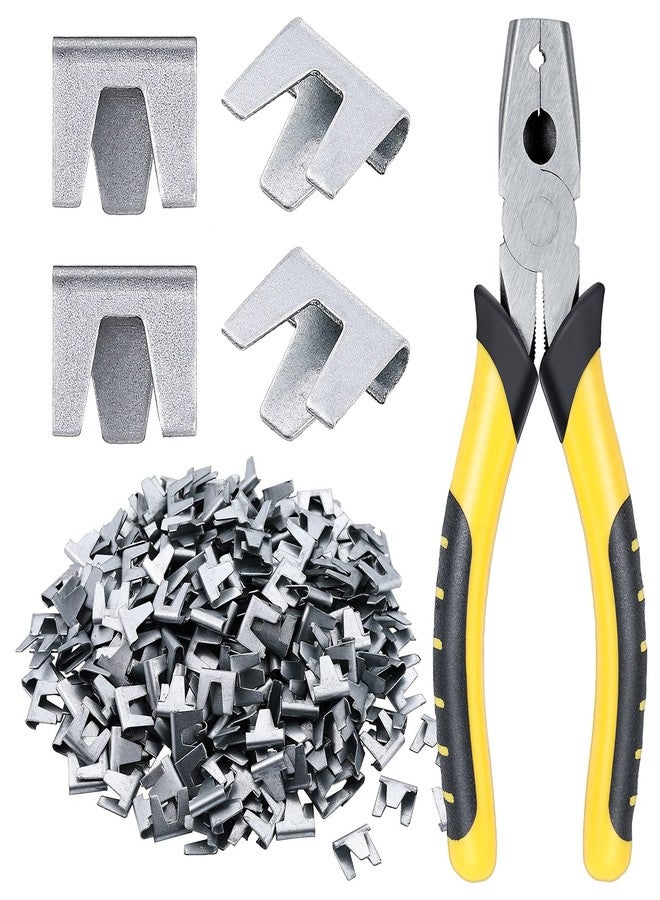 Honoson 300 Pieces Wire Cage Clips with 1 Piece Wire Cage Buckle Snap Plier for Rabbit Chicken Pet Dog Cat Coop(Silver, Black Yellow) - Image 1