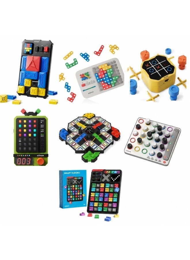 GiiKER Family Bucket Pro+  6-in-1 STEM Educational Games Bundle, 4500+ Challenges Brain Teaser Puzzle Toys, Smart Sudoku, Super Slide, Super Blocks, Tic-Tac-Toe, Smart Four & Decoder, Family Travel Games for Kids Teens Adults - Image 1