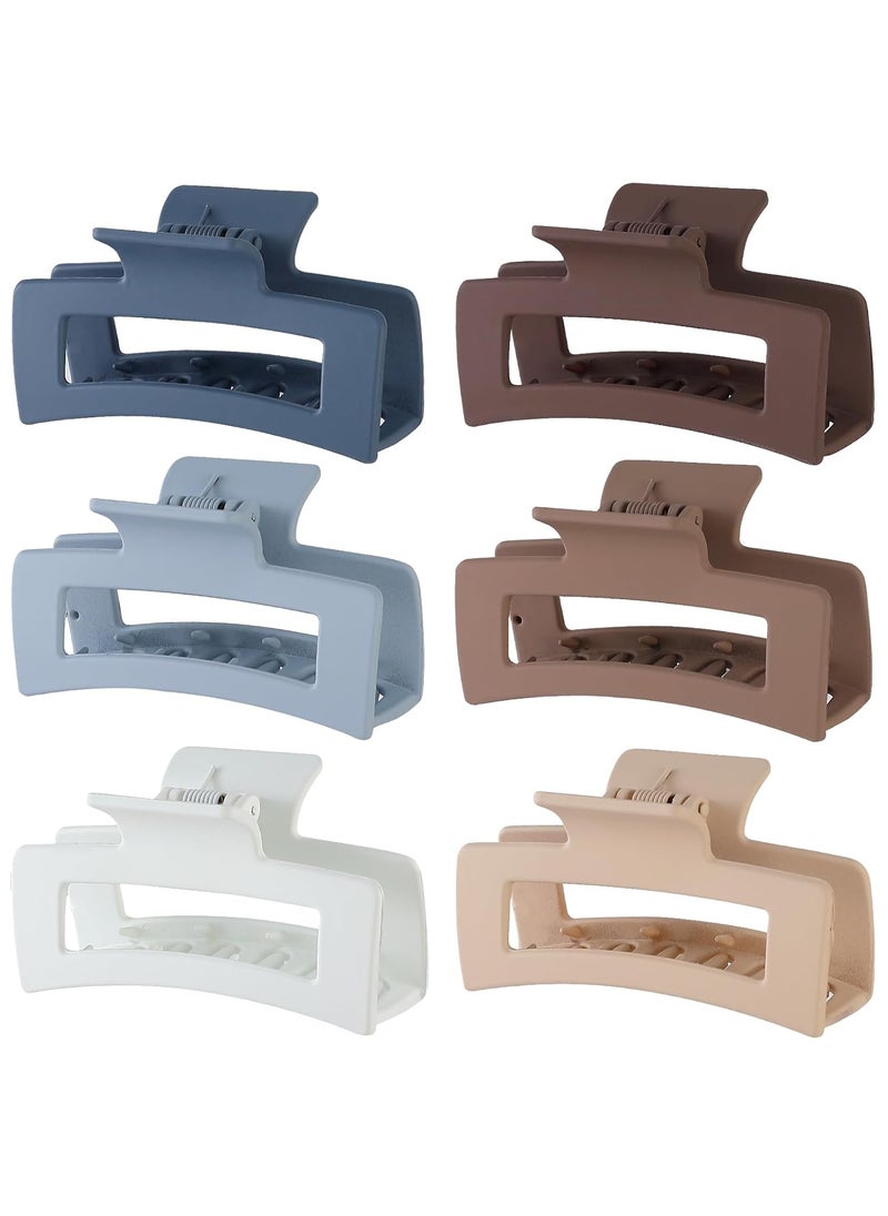 Sisiaipu - Hair Clip 35 Inch Medium Hair Claw Clips 6 Pack for Women  Brown Blue Beige White Square Rectangle Banana Jaw Styles - Image 1