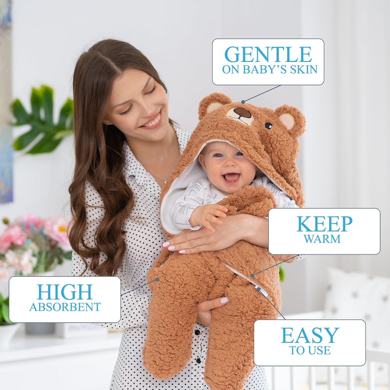 BYDOOO BD Baby Swaddle Blanket Bear 0-6 Months Cute Organic Ultra Soft Plush NewBorn Baby Essentials Must Have Infants Girls Boys Gender Neutral Stuff, Registry Gift Receiving Swaddling Wrap Clothes Shower Gift - Image 2
