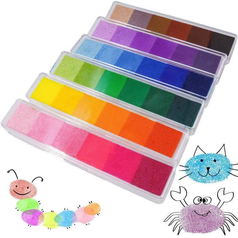 Aphlos Craft Ink Pad Stamps DIY Color 36 Colors Rainbow Finger Ink Pad for Kids FingerPrint Drawing Small Rubber Stamp