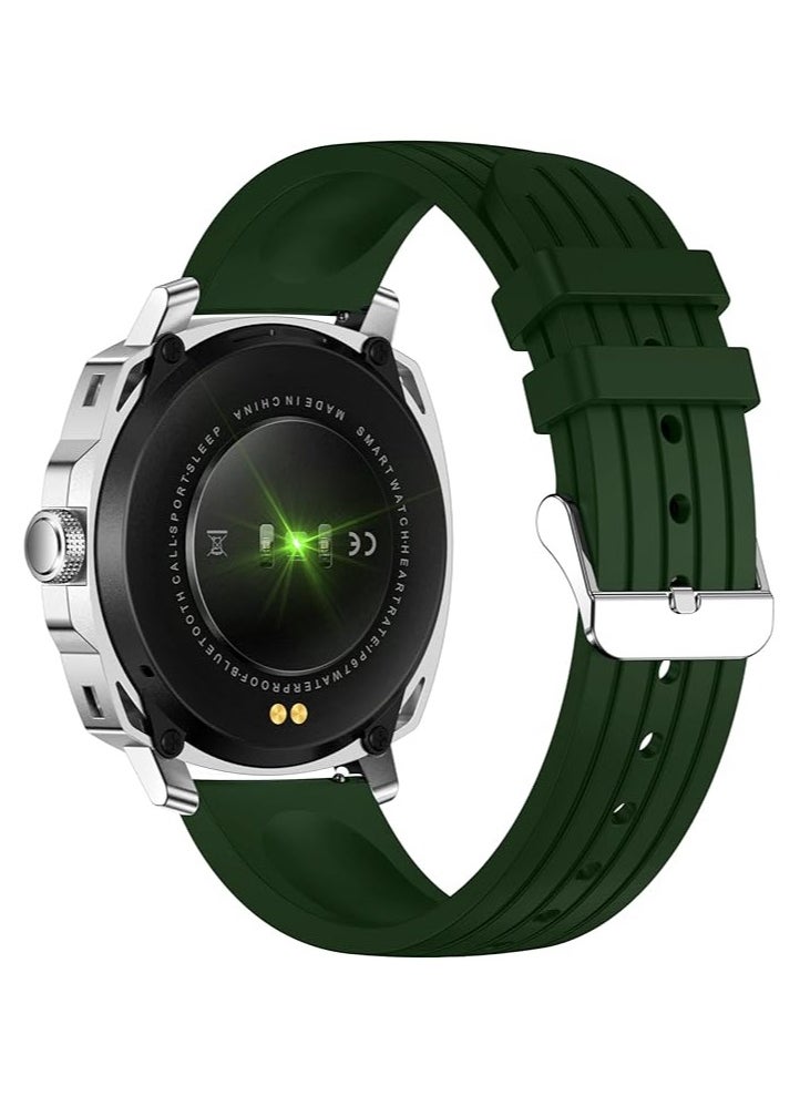 SWISS MILITARY - Swiss Military Dom 4 Smartwatch - 1.43" AMOLED, Call Features, Multi Language, Heart Rate/BP/Oxygen Level Monitoring, Wireless Charging, 5-7 Days Battery Life,IP67, Compatibility: iOS/Android- Green - Image 1