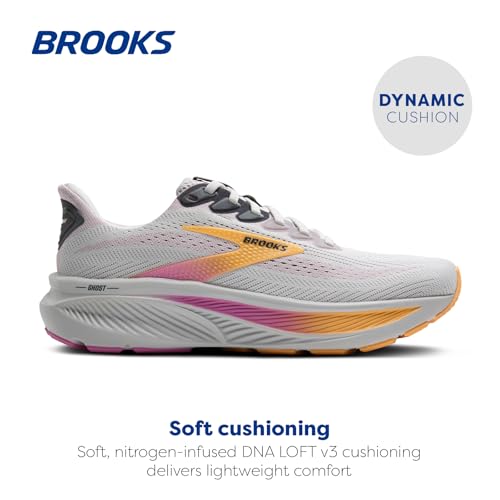 Brooks Women’s Ghost 17 Neutral Running Shoe - Oyster/Apricot/Pink - 6.5 Narrow - Image 2