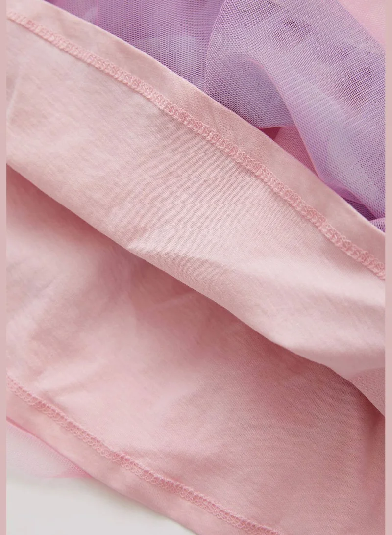 ديفاكتو Regular Fit Short Sleeve Tulle Dress