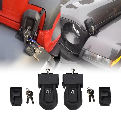 NITOYO Hood Latches Compatible with Jeep Wrangler AntiTheft Hood Catch Kit Compatible with 20182023 Jeep Wrangler JL Sahara and Rubicon Jeep Gladiator JTBlack - Image 1