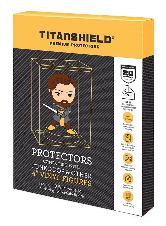 TitanShield 0.5Mm Pop Protectors Sleeve Case Compatible With Funko 4" Inch Pop! Vinyl Figures (20 Count) - Image 1