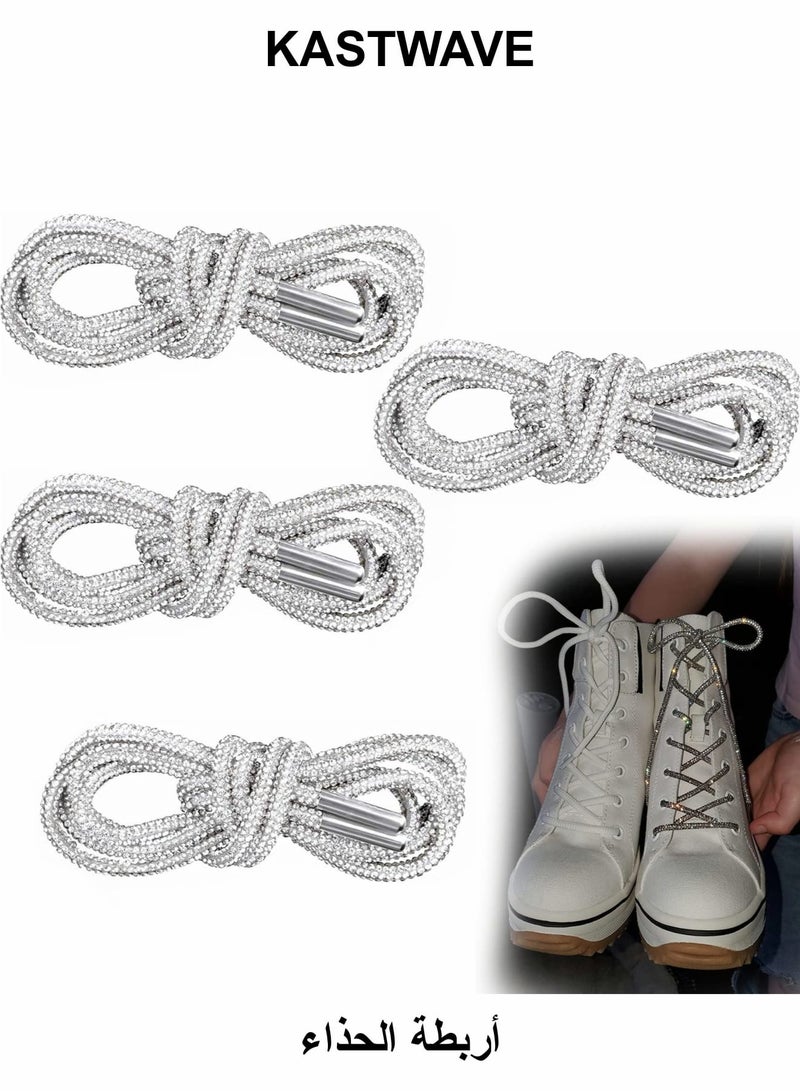 KASTWAVE Rhinestone Shoe Laces, 2 Pair Crystal Bling Shiny Round Glitter Rope for AF1/AJ1, for 1970s, for Ultra Boost and More (2 Pair, 120cm) - Image 1