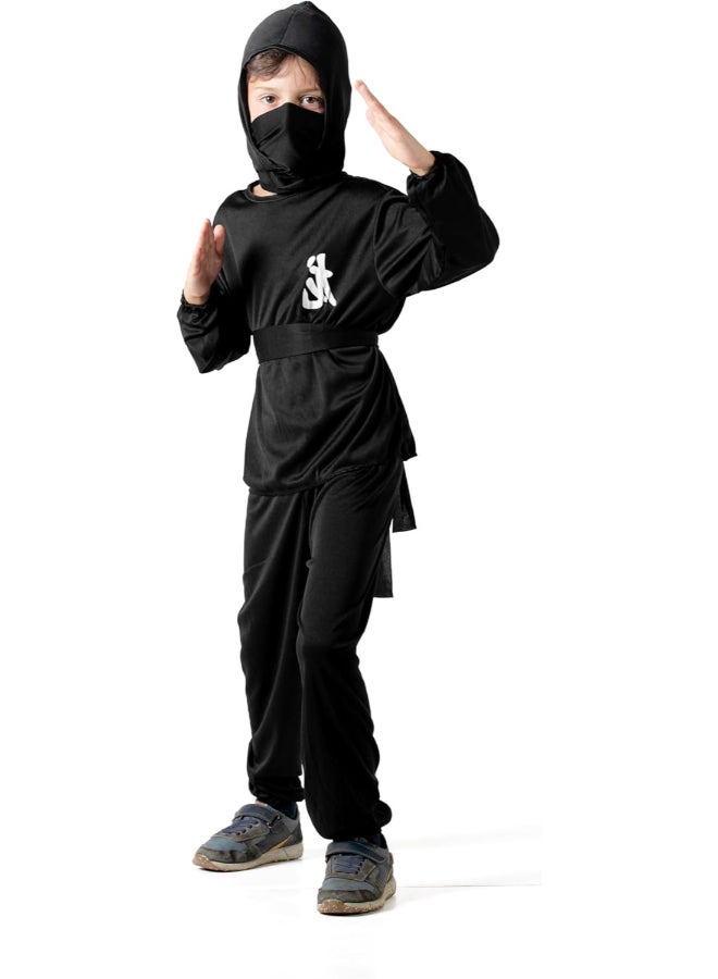 Ciao Kids Ninja Costume – Black Ninja Warrior Outfit for Boys & Girls | lARGE Size Dress-Up for Halloween & Roleplay