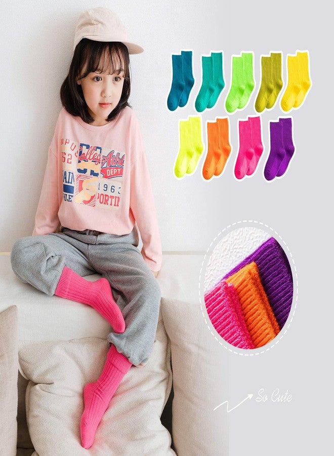 MINI PANDA Little Girl's Socks, Girls Socks Cute,girls Crew Socks 9 Pairs Pack, 9 Colors-2, 3-5T - Image 3