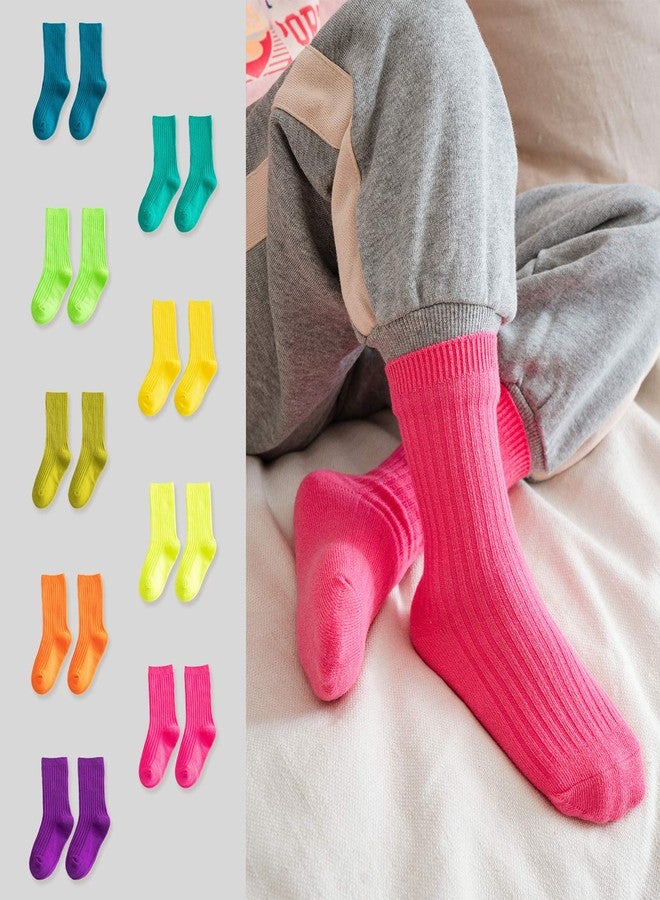 MINI PANDA Little Girl's Socks, Girls Socks Cute,girls Crew Socks 9 Pairs Pack, 9 Colors-2, 3-5T - Image 2