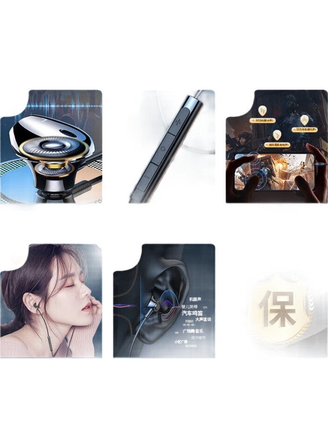 Orange Changao Wired Earphones, Semi-In Design, High-Definition Sound Quality, Comfortable For Long Wear, Compatible With Phones And Computers, Suitable For Huawei, Honor, Oppo, Xiaomi, Vivo, Black, 3.5Mm Round Plug - Image 1