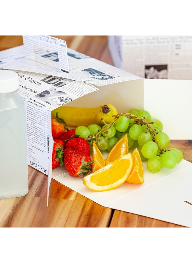 Restaurantware Cater Tek 9 x 7 x 4 Inch Disposable Lunch Boxes, 100 Deep Food Boxes - With Handle, Grease-Resistant, Newsprint Paper To Go Boxes, For Meals, Treats, Goodies, or Party Favors  - Image 3