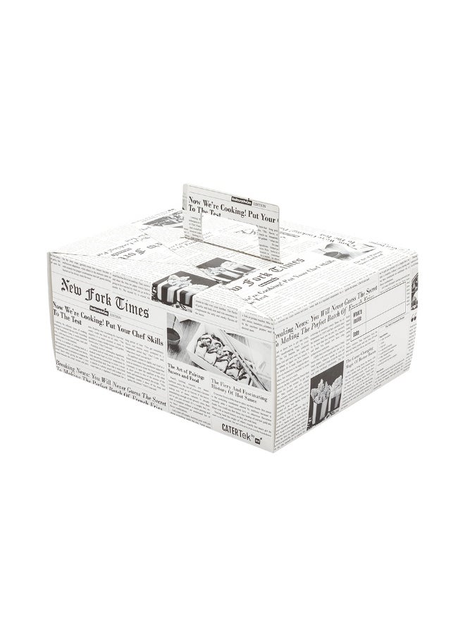 Restaurantware Cater Tek 9 x 7 x 4 Inch Disposable Lunch Boxes, 100 Deep Food Boxes - With Handle, Grease-Resistant, Newsprint Paper To Go Boxes, For Meals, Treats, Goodies, or Party Favors  - Image 1
