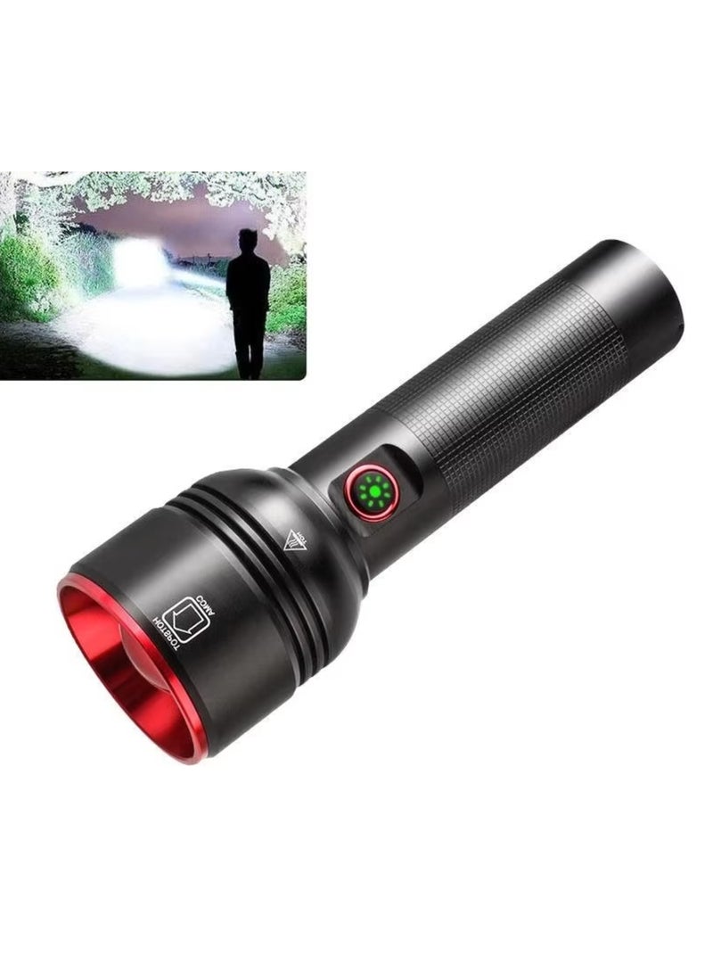 Outdoor Long Range Bright Light Aluminum Alloy USB Rechargeable Telescopic Zoom White LED Torch Light Tactical Flashlight - Image 1