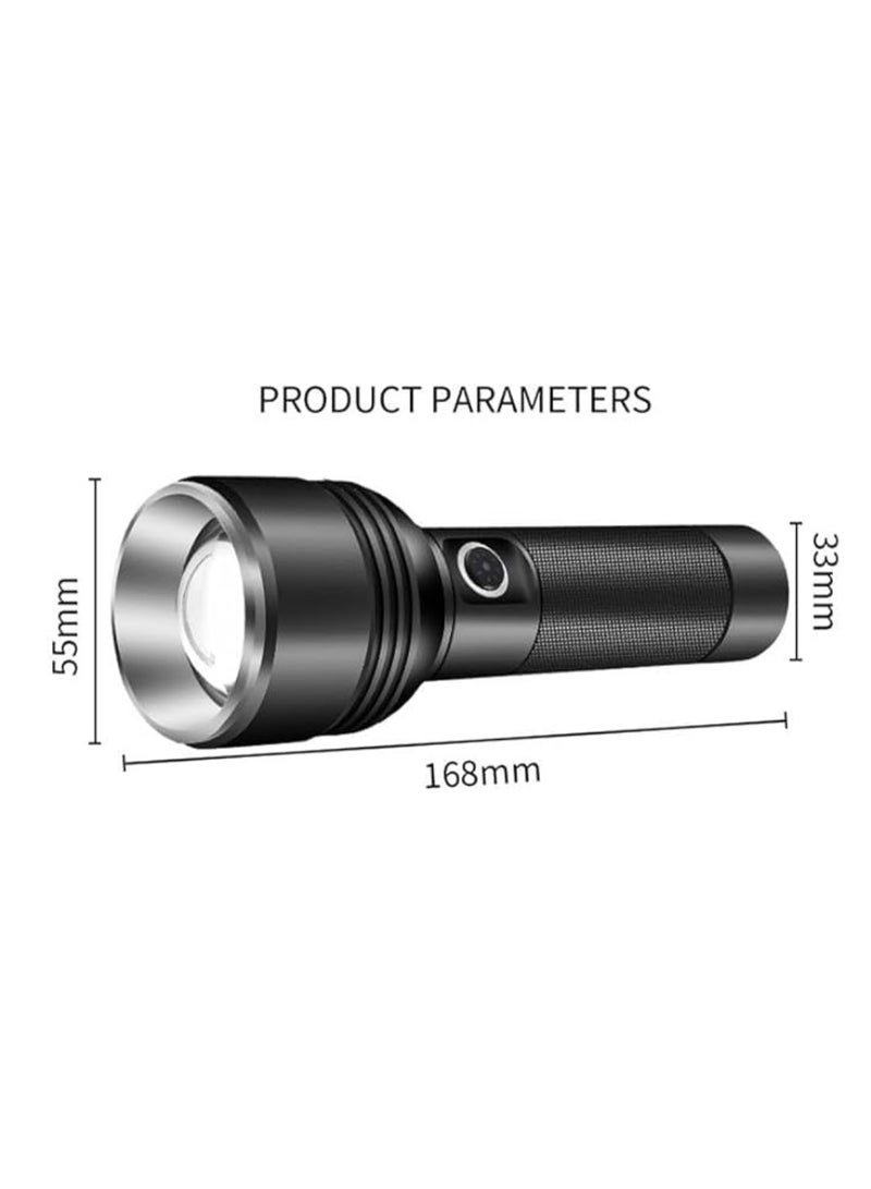 Outdoor Long Range Bright Light Aluminum Alloy USB Rechargeable Telescopic Zoom White LED Torch Light Tactical Flashlight - Image 2