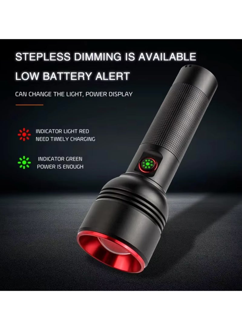 Outdoor Long Range Bright Light Aluminum Alloy USB Rechargeable Telescopic Zoom White LED Torch Light Tactical Flashlight - Image 4