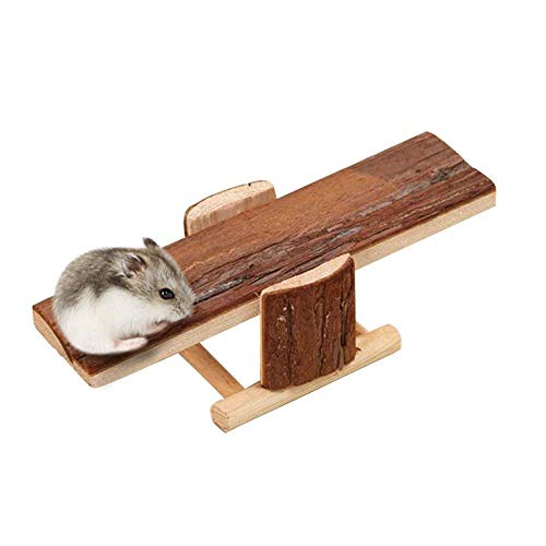 Litewoo Natural Wooden Seesaw Platform for Small Animals Hamster Gerbil Squirrel Mouse Exercise Play Toys Teeth Chew Toy - Image 1