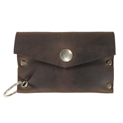 Hide & Drink Hide Drink Leather Riveted Envelope Keychain Holds Up to 4 CardsCard OrganizerHolderCaseRusticCashAccessories Handmade Bourbon Brown - Image 1