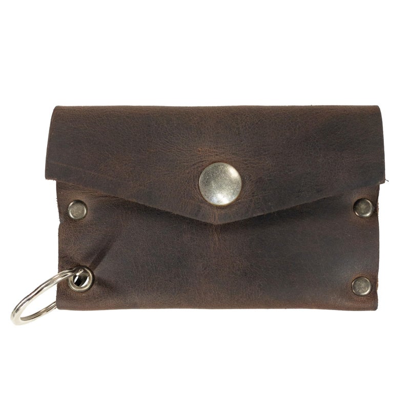 Hide & Drink Hide Drink Leather Riveted Envelope Keychain Holds Up to 4 CardsCard OrganizerHolderCaseRusticCashAccessories Handmade Bourbon Brown - Image 2