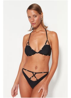 trendyol Black Cut Out/Window High Leg Bikini Bottom TBESS23BA00014  - Image 2