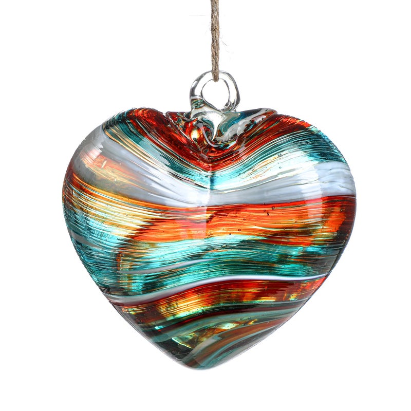 QFkris Hand Blown Glass Gazing Balls for Garden Red Heart Hanging 3.8" Friendship Balls for Gift Heart Shape Ornaments for Decoration (Red - C) - Image 1