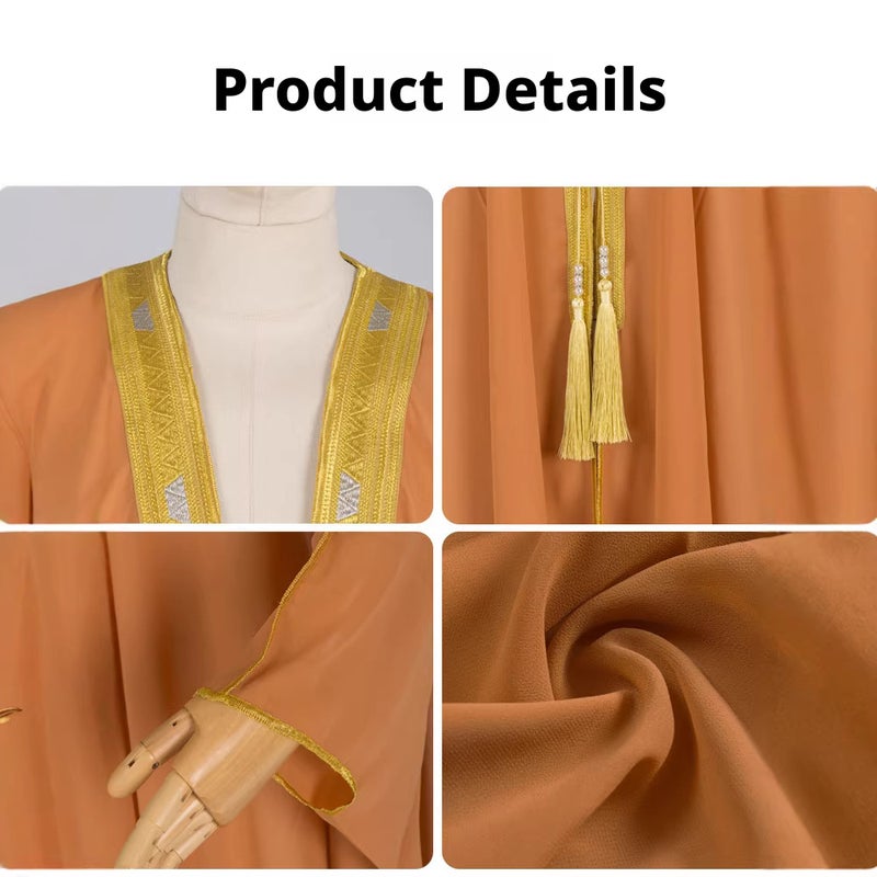 Men's Solid Chiffon Bisht Robe - Image 3