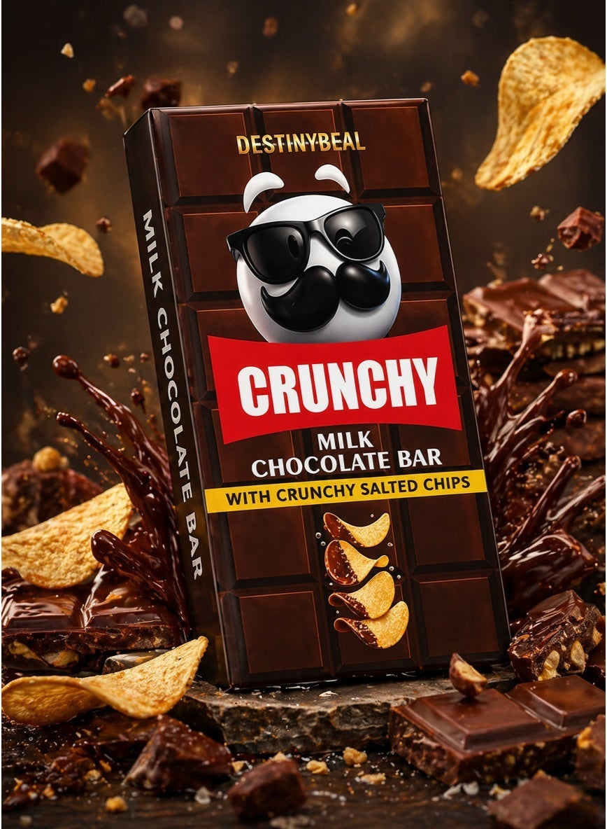 Destinydeal Chipsy Dubai Chocolate 160g – Milk Chocolate Bar with Crunchy Salted Chips Sweet & Salty Snack