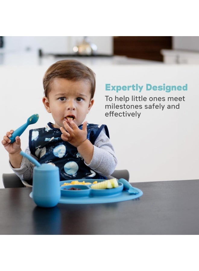 ezpz Mini Utensils - 12 Months+ (Fork & Spoon in Blue) - 100% BPA Free Fork and Spoon - Toddler Utensils - Designed by a Pediatric Feeding Specialist - Image 4