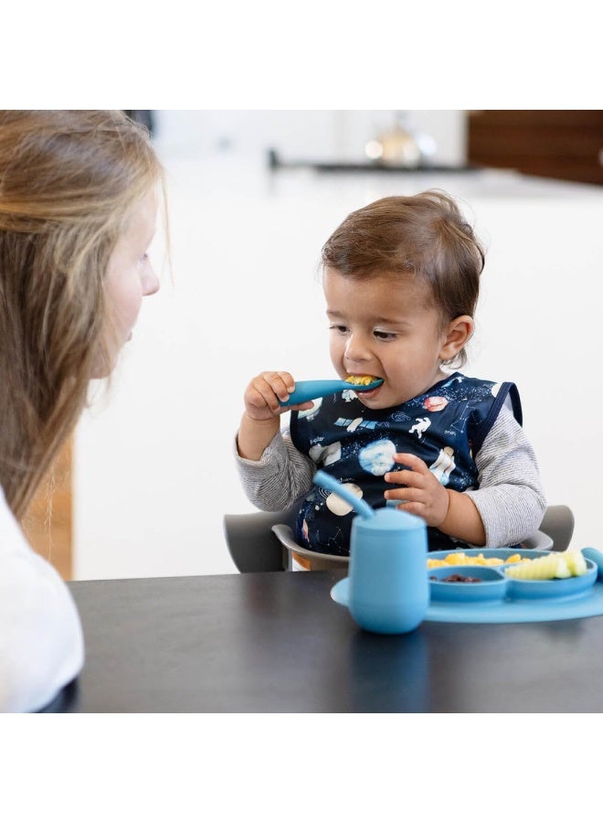 ezpz Mini Utensils - 12 Months+ (Fork & Spoon in Blue) - 100% BPA Free Fork and Spoon - Toddler Utensils - Designed by a Pediatric Feeding Specialist - Image 2
