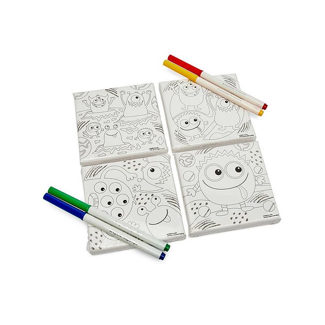 Crayola 4 Colour in Canvases Art Set, Fun And Safe, Creative Expression, Colouring Supplies, 3 Years+, 12 x 12 cm (Canvas) - 8 Pieces - Image 1
