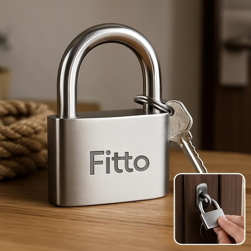 Fitto Eternal Circle Heavy-Duty Padlock with Key - Durable Metal Body - Image 3