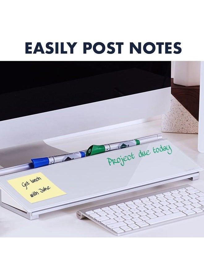 Quartet Glass Dry Erase White Board, Desktop Computer Pad for Notetaking, 18" x 6" Whiteboard, Clean Erase Surface with Storage, 1 Dry Erase Marker, White Surface (GDP186) - Image 5