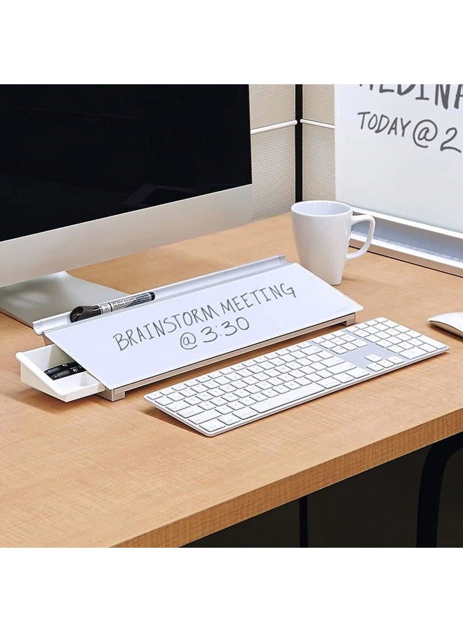 Quartet Glass Dry Erase White Board, Desktop Computer Pad for Notetaking, 18" x 6" Whiteboard, Clean Erase Surface with Storage, 1 Dry Erase Marker, White Surface (GDP186) - Image 2