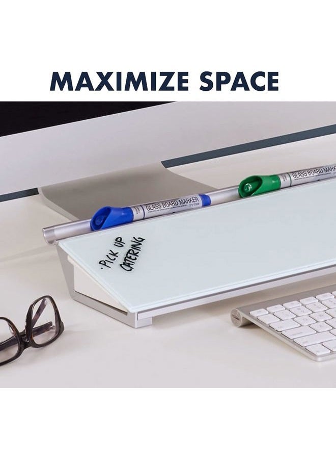 Quartet Glass Dry Erase White Board, Desktop Computer Pad for Notetaking, 18" x 6" Whiteboard, Clean Erase Surface with Storage, 1 Dry Erase Marker, White Surface (GDP186) - Image 3
