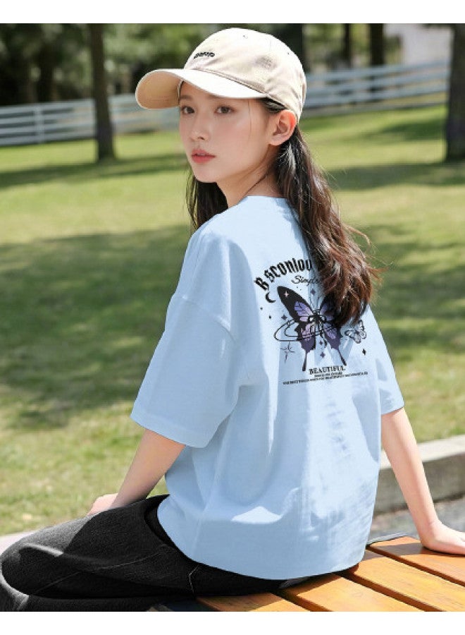 TonLion 2025 Summer Round Neck Short Sleeve T-shirt For Women With Front & Back Prints - Slimming, Fashionable Trendy Ladies Tee - Image 1