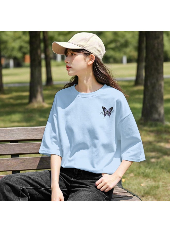 TonLion 2025 Summer Round Neck Short Sleeve T-shirt For Women With Front & Back Prints - Slimming, Fashionable Trendy Ladies Tee - Image 4