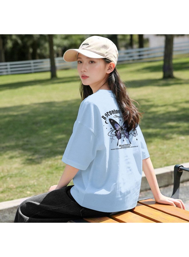 TonLion 2025 Summer Round Neck Short Sleeve T-shirt For Women With Front & Back Prints - Slimming, Fashionable Trendy Ladies Tee - Image 2