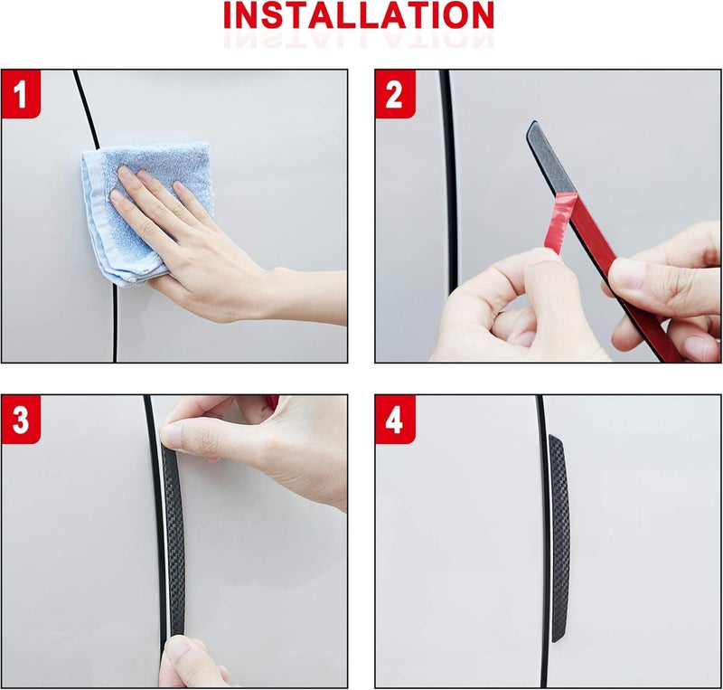 TOMALL 4 Pcs Car Door Anti-Collision Strip Door Edge Guards Anti-Rub Protector Trim Carbon Fiber Texture Car Door Corner Bumper Protector Anti-Scratch Universal for All Cars SUV (I) - Image 4