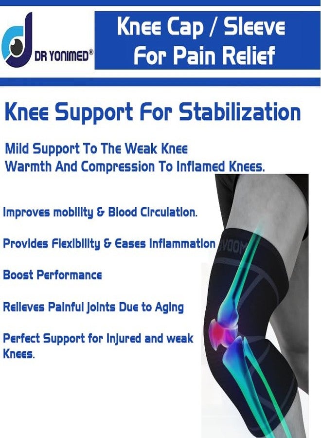 Dr Yonimed Stretchable Knee Cap Beige Color, Medium Size Knee Brace Knee Support & Joint Pain Relief Suitable For Men, Women & Children Useful for Running, Skating, Arthritis and Injury- (1 Pair) - Image 2