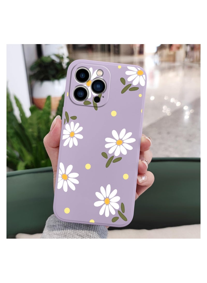 غطاء هاتف iPhone 12 Pro Max بتصميم زهرة فراشة فضائي لطيف، مع بطانة ناعمة من الألياف الدقيقة ومصنوع من السيليكون السائل النحيف، متوفر باللون البنفسجي الفاتح. - Image 3