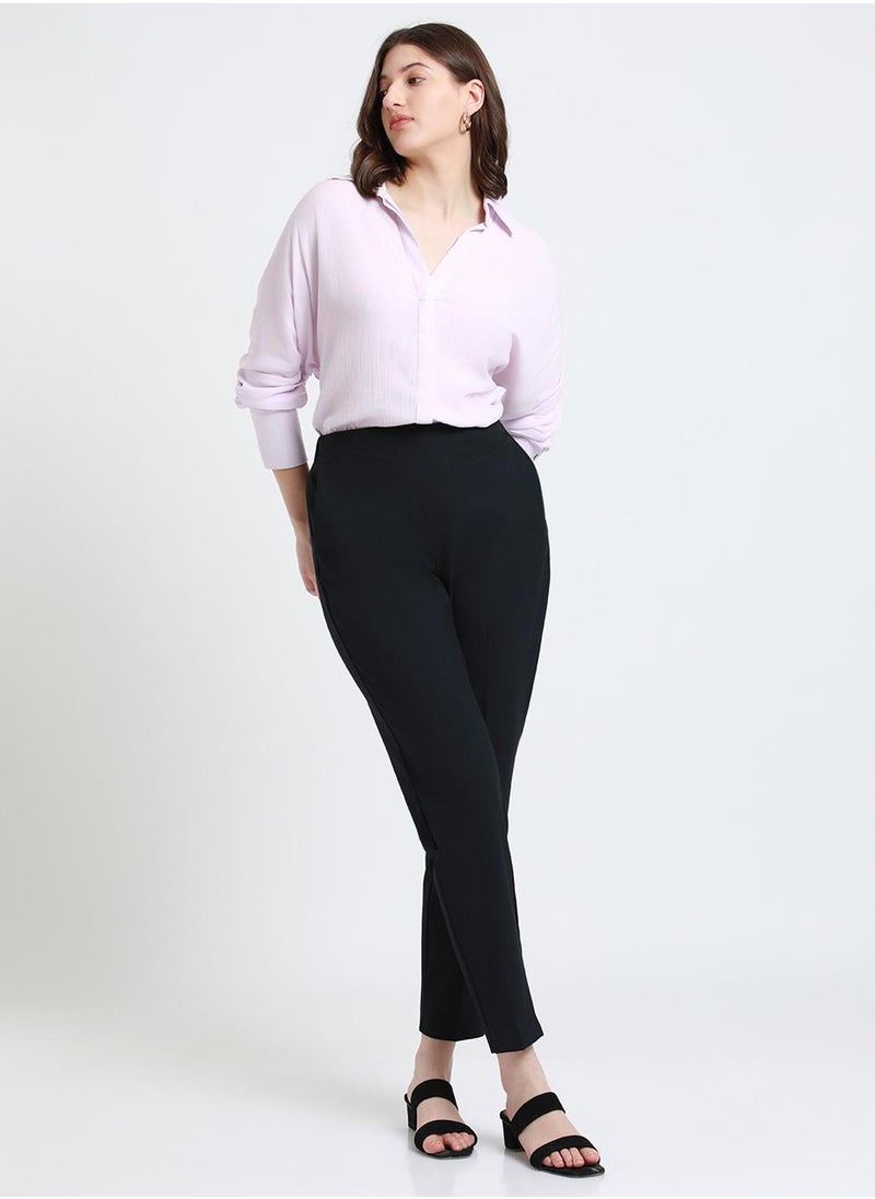 Dennis Lingo - Lavender Relaxed Fit Shirt for Women - Viscose Crepe, Full Sleeves, Shirt Collar, Solid, Casual, Wash Care - Image 1