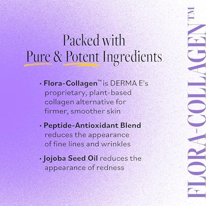 DERMA-E Advanced Peptides and Vegan Flora-Collagen Moisturizer – Double Action Collagen Face Cream with Peptide Complex – Intensely Hydrating Face Moisturizer for Lines, Wrinkles and Redness, 2 Oz - Image 4