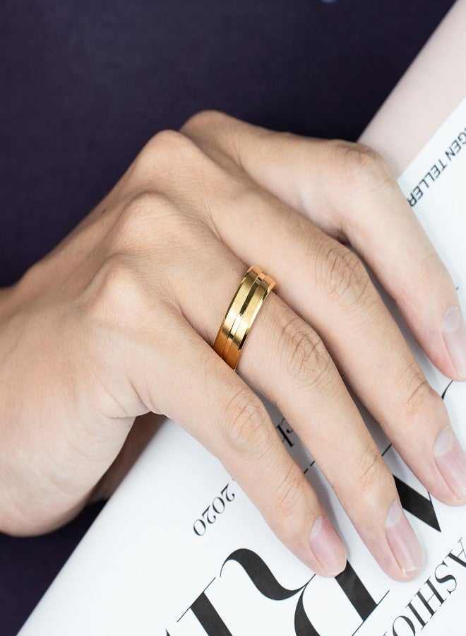 Corato 3PCS Stainless Steel Rings for Men, 8MM Titanium Rings for Men, Black Gold Silver Mens Wedding Band Set, Grooved Center Matte Brushed Finish Polished Ring Comfort Fit 10 - Image 3